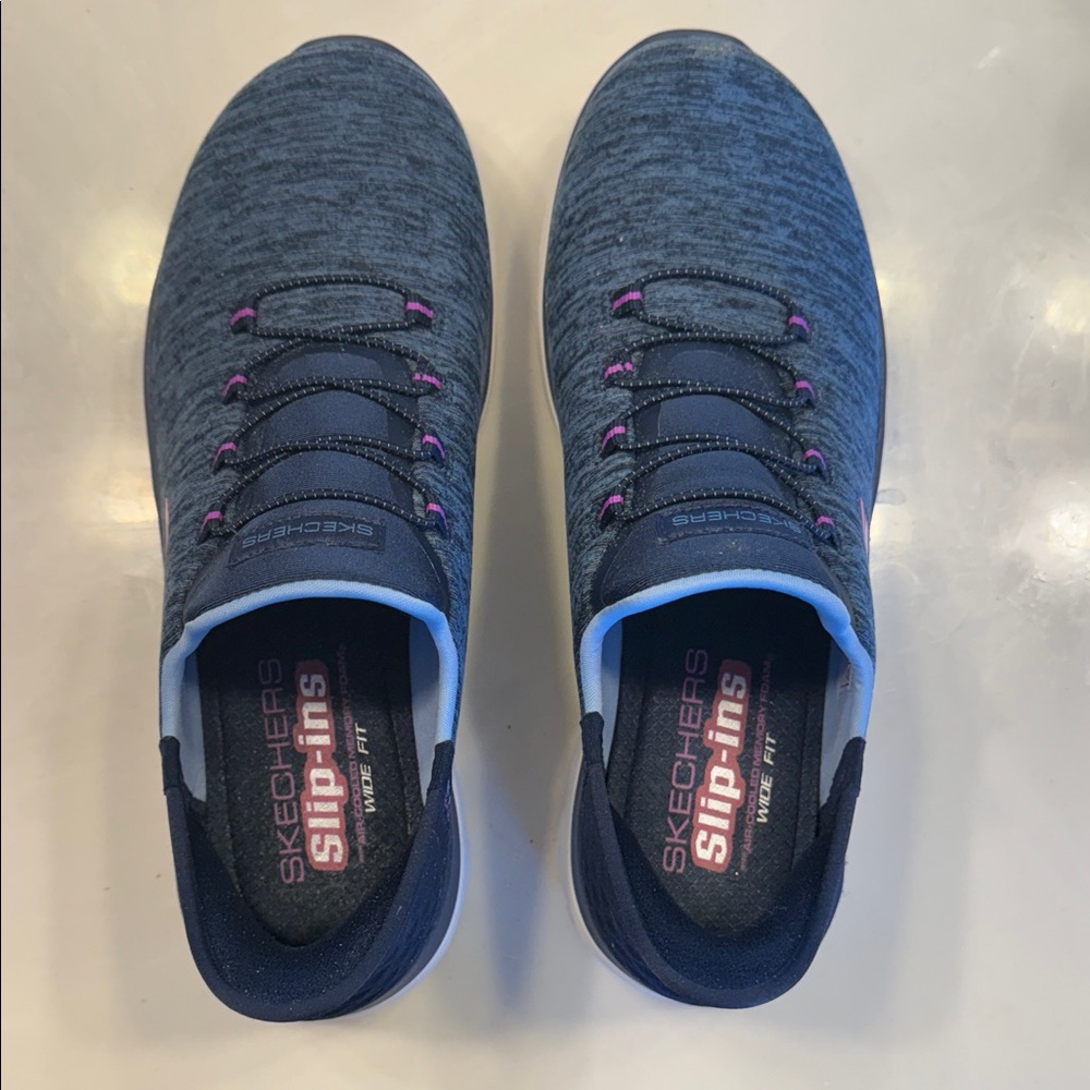 Skechers Women’s Navy and Pink Slip-On Loafers